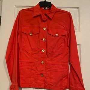 Adorable red jacket with a cute flutter detail on the back